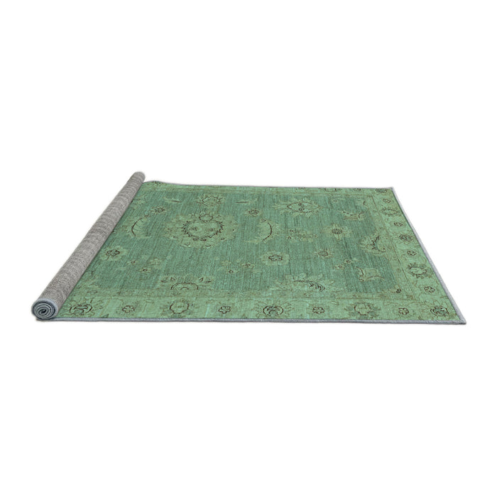 Sideview of Machine Washable Oriental Light Blue Traditional Rug, wshabs3568lblu