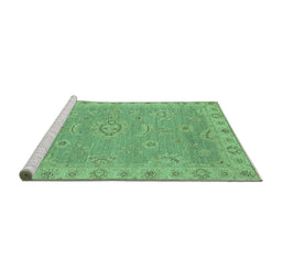 Sideview of Machine Washable Oriental Turquoise Traditional Area Rugs, wshabs3568turq