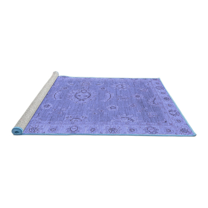Sideview of Machine Washable Oriental Blue Traditional Rug, wshabs3568blu