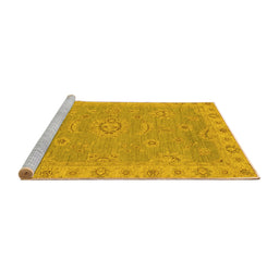 Sideview of Machine Washable Oriental Yellow Traditional Rug, wshabs3568yw