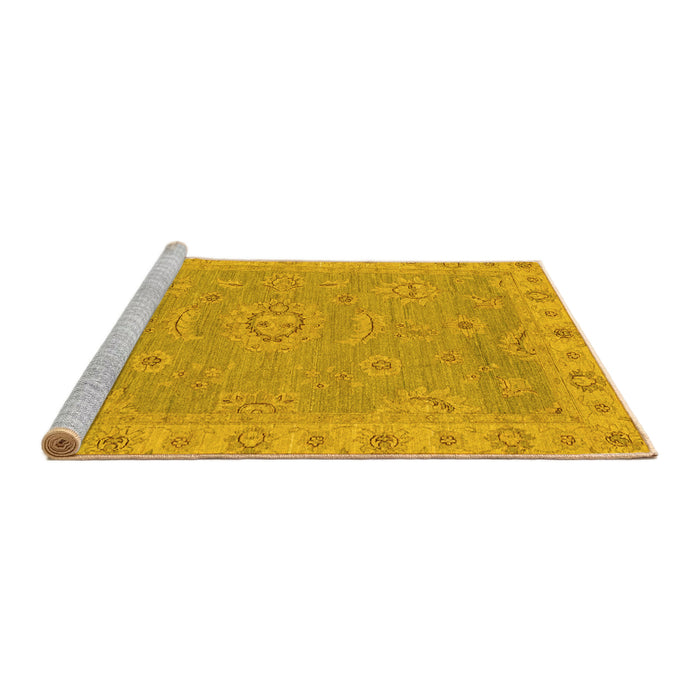 Sideview of Machine Washable Oriental Yellow Traditional Rug, wshabs3568yw