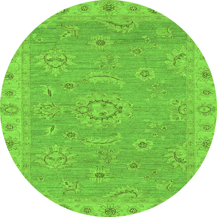 Round Machine Washable Oriental Green Traditional Area Rugs, wshabs3568grn