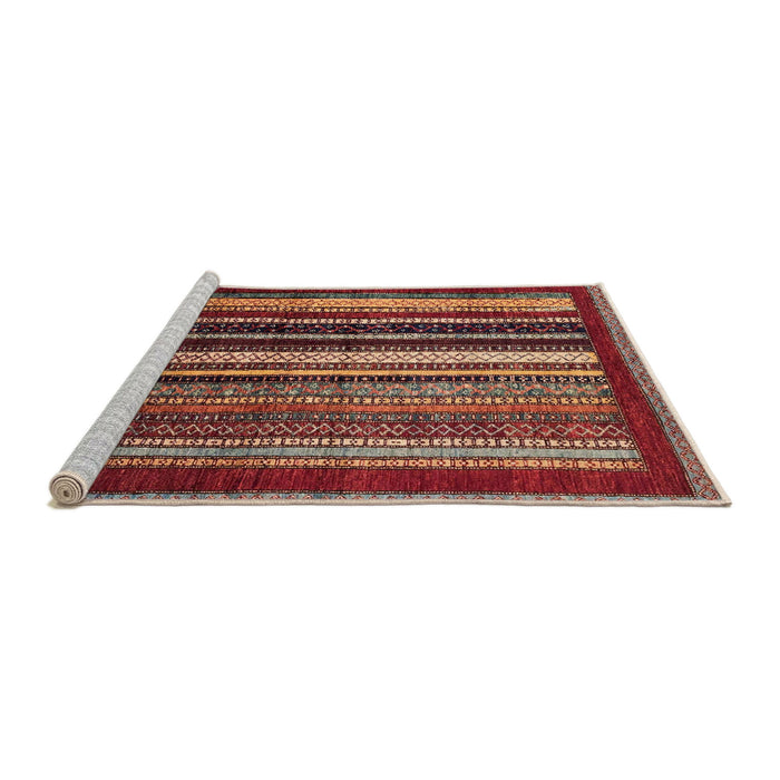 Sideview of Machine Washable Abstract Orange Salmon Pink Rug, wshabs3569