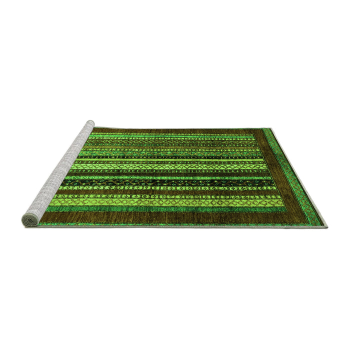 Sideview of Machine Washable Abstract Green Modern Area Rugs, wshabs3569grn