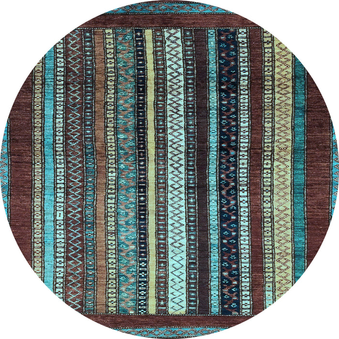 Round Abstract Light Blue Modern Rug, abs3569lblu