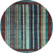 Round Abstract Light Blue Modern Rug, abs3569lblu