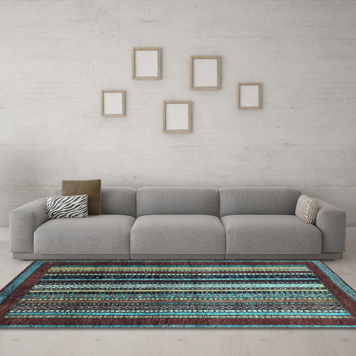 Machine Washable Abstract Light Blue Modern Rug in a Living Room, wshabs3569lblu