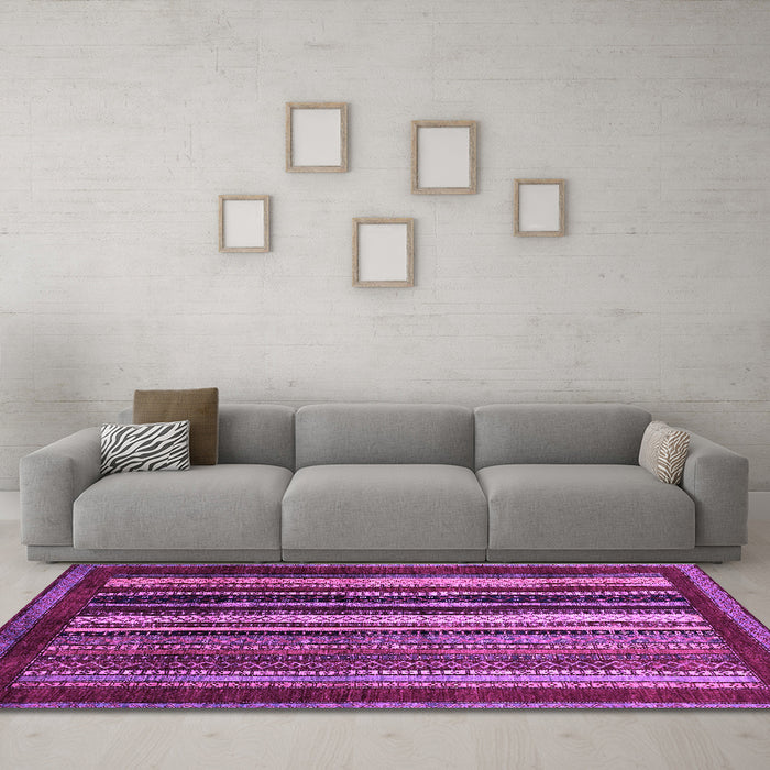 Machine Washable Abstract Purple Modern Area Rugs in a Living Room, wshabs3569pur