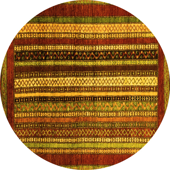 Round Machine Washable Abstract Yellow Modern Rug, wshabs3569yw