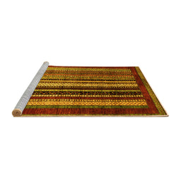 Sideview of Machine Washable Abstract Yellow Modern Rug, wshabs3569yw