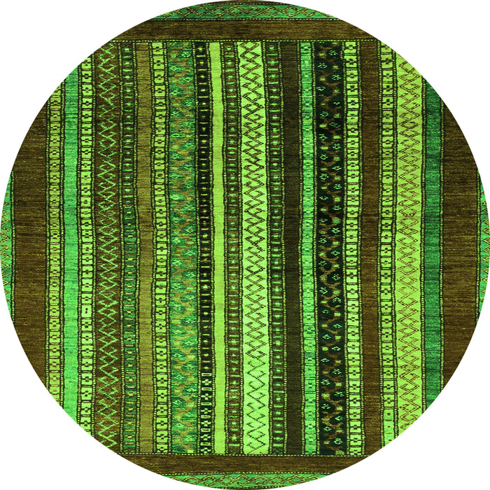 Round Machine Washable Abstract Green Modern Area Rugs, wshabs3569grn