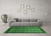 Machine Washable Abstract Emerald Green Modern Rug, wshabs3569emgrn