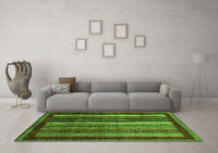 Machine Washable Abstract Green Modern Rug, wshabs3569grn