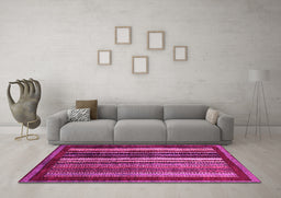 Machine Washable Abstract Pink Modern Rug in a Living Room, wshabs3569pnk