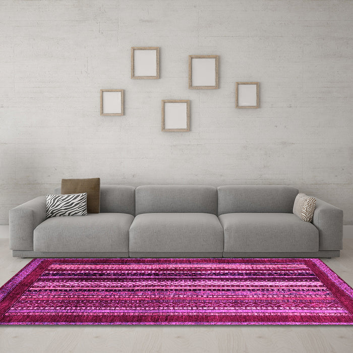 Machine Washable Abstract Pink Modern Rug in a Living Room, wshabs3569pnk
