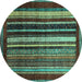 Round Abstract Turquoise Modern Rug, abs3569turq