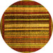 Round Abstract Yellow Modern Rug, abs3569yw