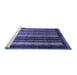 Sideview of Machine Washable Abstract Blue Modern Rug, wshabs3569blu