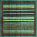 Square Abstract Turquoise Modern Rug, abs3569turq