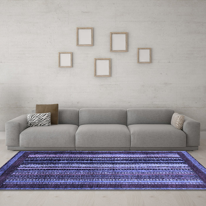 Machine Washable Abstract Blue Modern Rug in a Living Room, wshabs3569blu