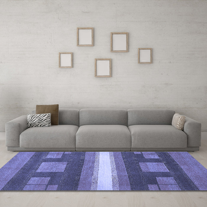 Machine Washable Abstract Blue Modern Rug in a Living Room, wshabs356blu