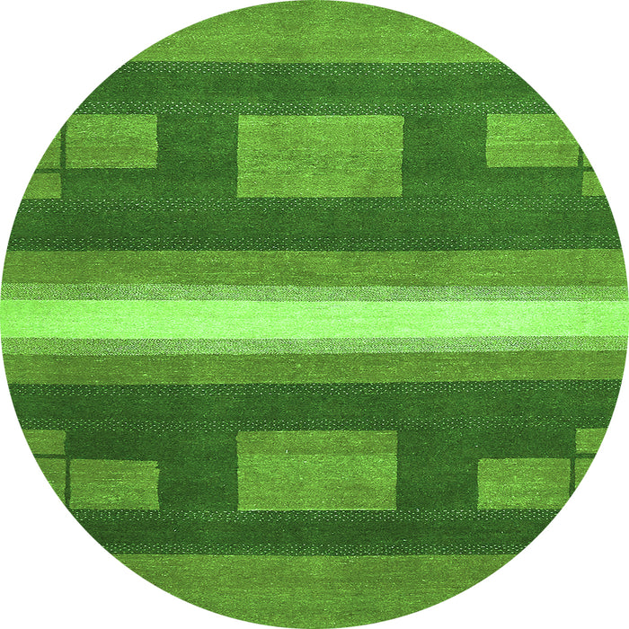 Round Machine Washable Abstract Green Modern Area Rugs, wshabs356grn