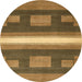 Round Machine Washable Abstract Caramel Brown Rug, wshabs356