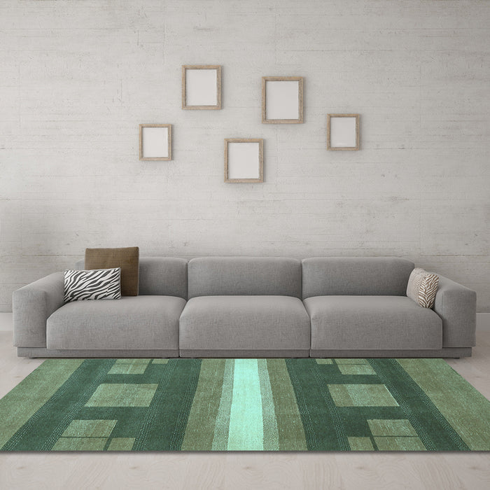 Machine Washable Abstract Light Blue Modern Rug in a Living Room, wshabs356lblu