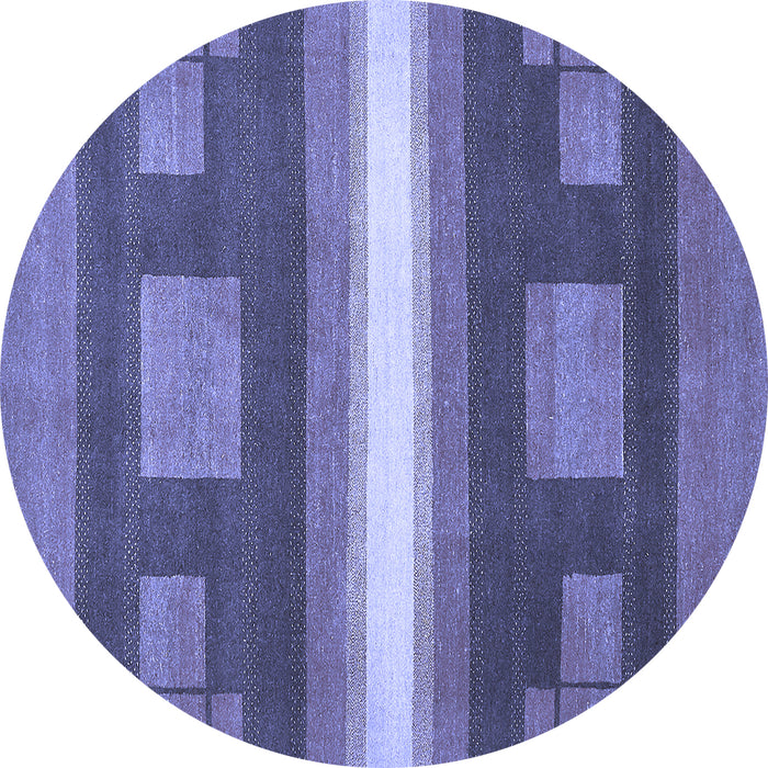Round Abstract Blue Modern Rug, abs356blu