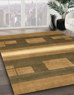 Machine Washable Abstract Caramel Brown Rug in a Family Room, wshabs356