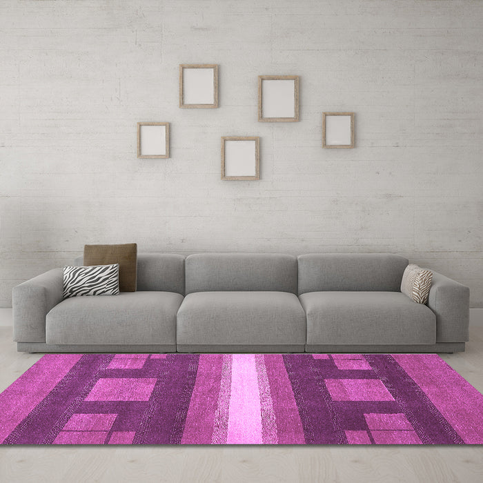 Machine Washable Abstract Purple Modern Area Rugs in a Living Room, wshabs356pur