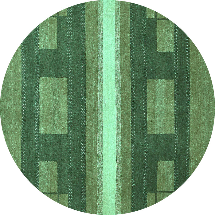 Round Machine Washable Abstract Turquoise Modern Area Rugs, wshabs356turq