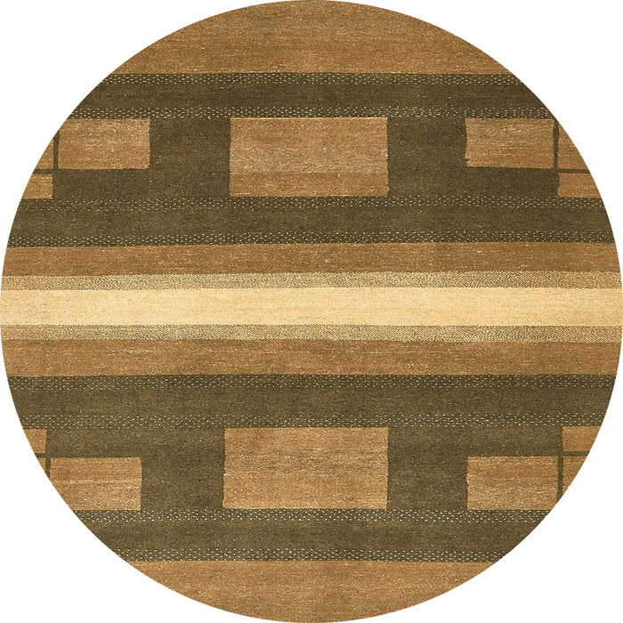 Round Abstract Caramel Brown Modern Rug, abs356