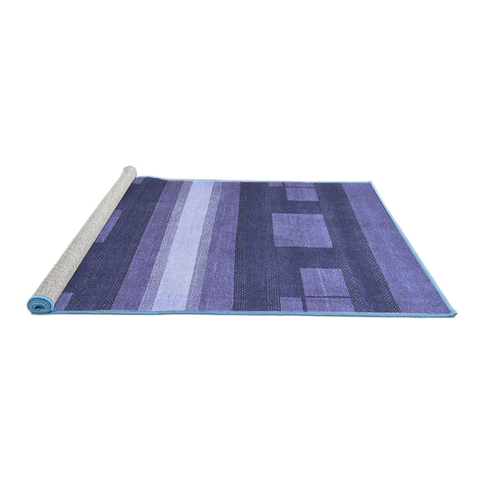 Sideview of Machine Washable Abstract Blue Modern Rug, wshabs356blu