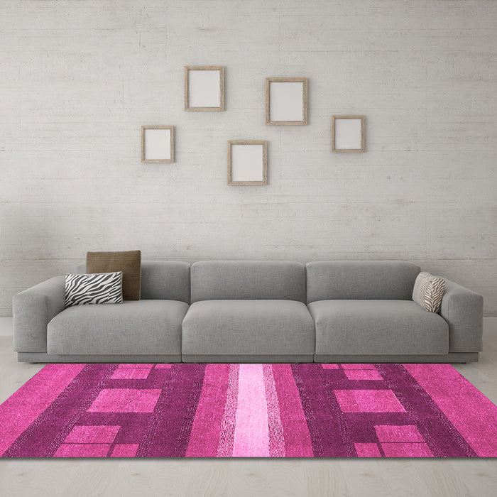 Machine Washable Abstract Pink Modern Rug in a Living Room, wshabs356pnk