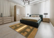 Abstract Caramel Brown Modern Rug in a Bedroom, abs356