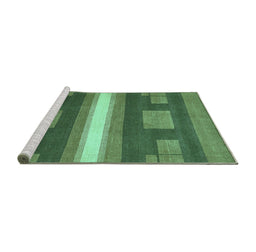 Sideview of Machine Washable Abstract Turquoise Modern Area Rugs, wshabs356turq