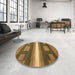 Round Machine Washable Abstract Caramel Brown Rug in a Office, wshabs356