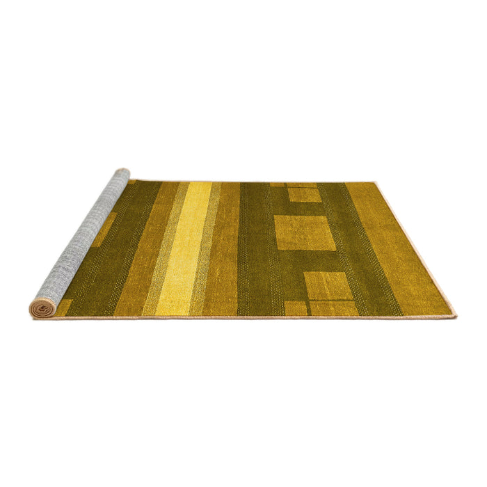 Sideview of Machine Washable Abstract Yellow Modern Rug, wshabs356yw