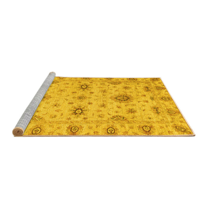 Sideview of Machine Washable Oriental Yellow Traditional Rug, wshabs3570yw