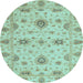 Round Oriental Light Blue Traditional Rug, abs3570lblu