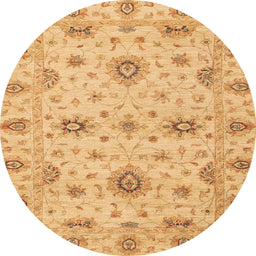 Round Abstract Orange Oriental Rug, abs3570