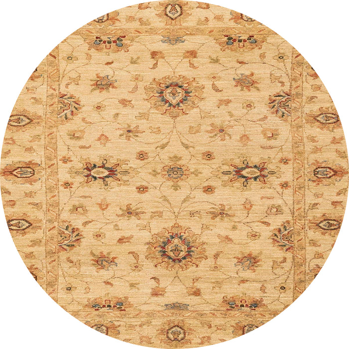 Round Abstract Orange Oriental Rug, abs3570