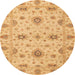 Round Abstract Orange Oriental Rug, abs3570