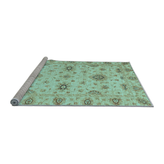 Sideview of Machine Washable Oriental Light Blue Traditional Rug, wshabs3570lblu