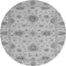 Round Machine Washable Oriental Gray Traditional Rug, wshabs3570gry