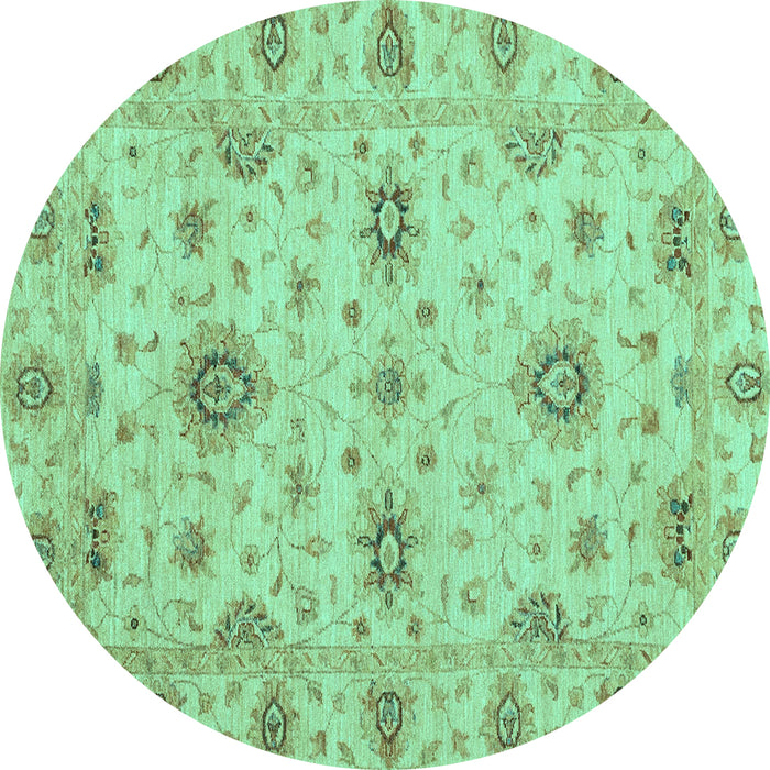 Round Oriental Turquoise Traditional Rug, abs3570turq