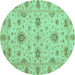 Round Oriental Turquoise Traditional Rug, abs3570turq