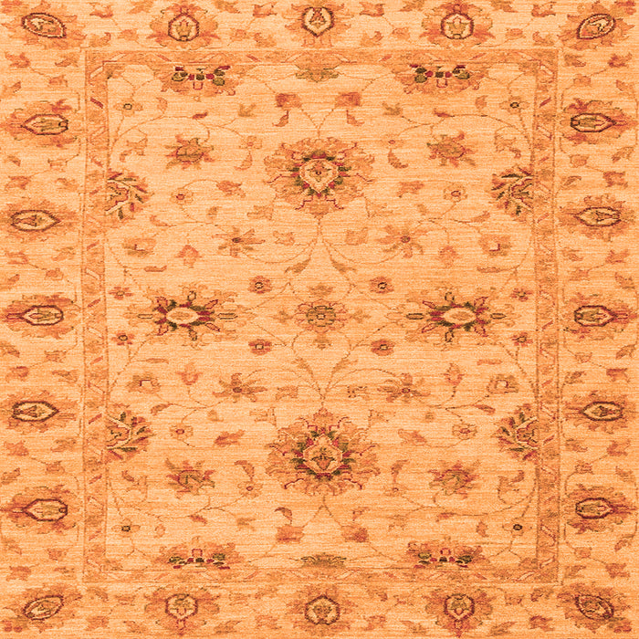 Square Machine Washable Oriental Orange Traditional Area Rugs, wshabs3570org