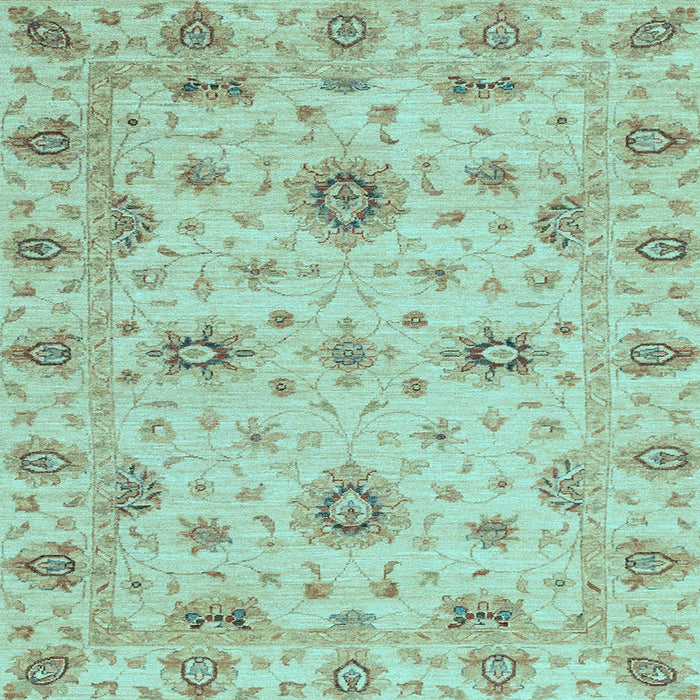 Square Machine Washable Oriental Light Blue Traditional Rug, wshabs3570lblu